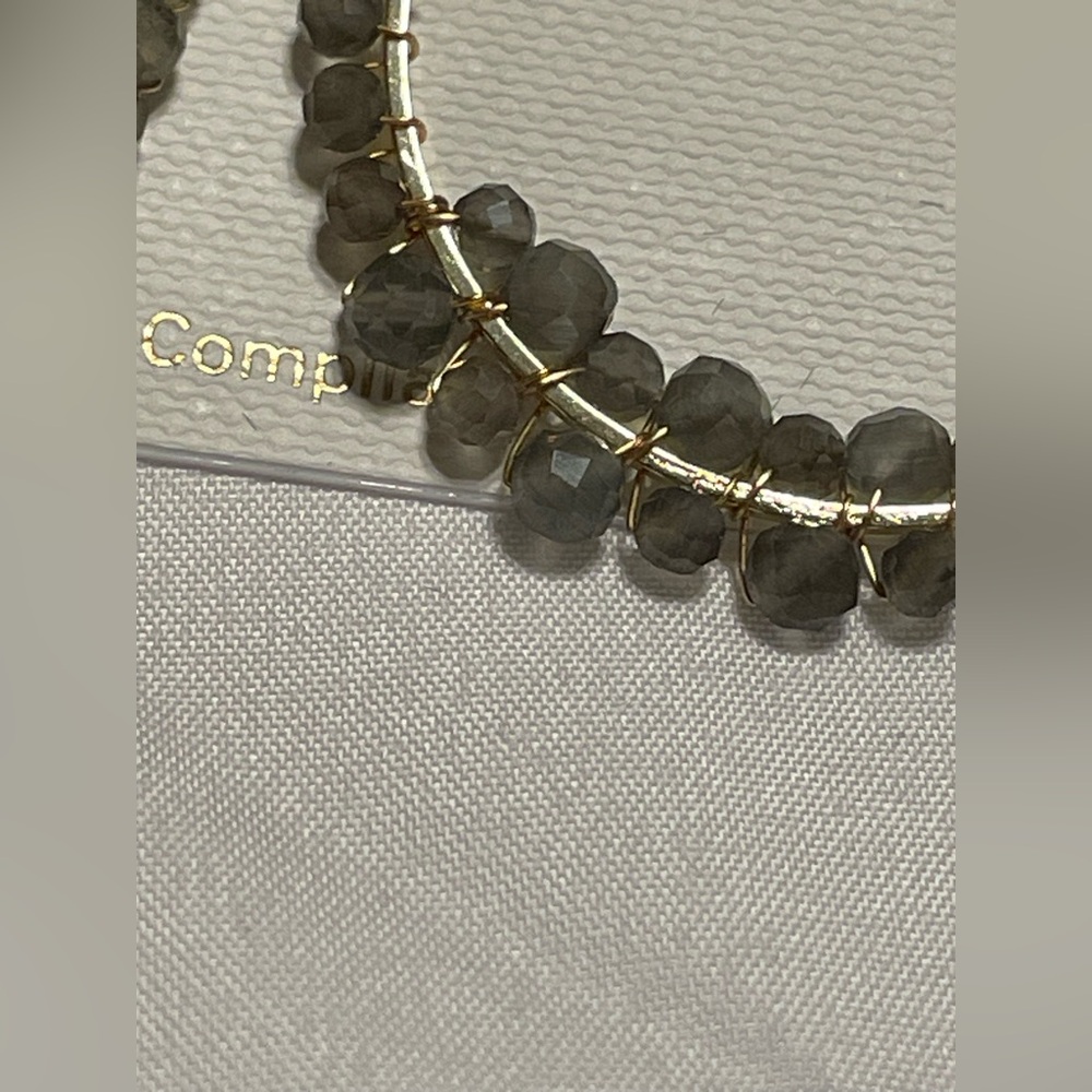 Panacea Cache Gold Hoop Earrings with Gray Beads - Picture 3 of 5